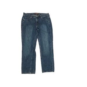 Lee Riveted Ultimate 5 Straight Leg Women's size 12P Dark Wash Blue Denim jeans